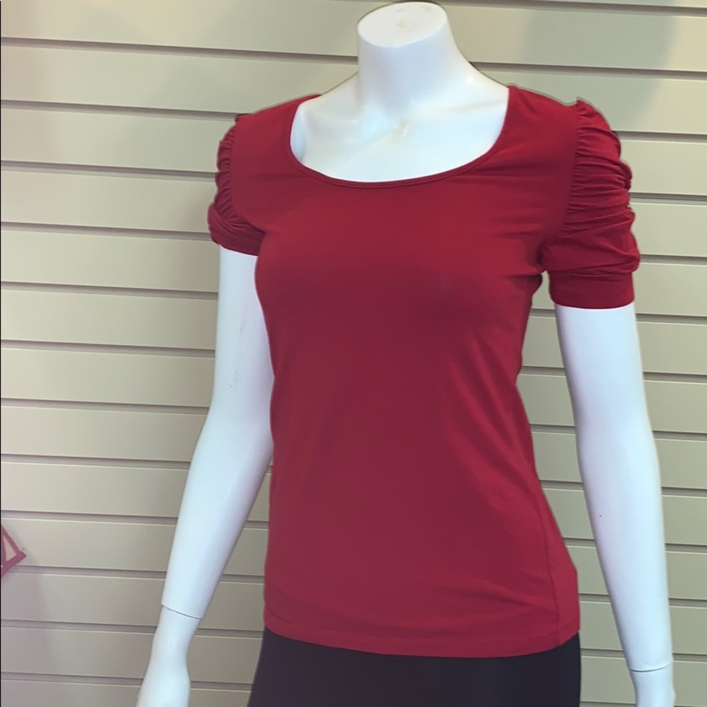 Red tee with puffy shoulders